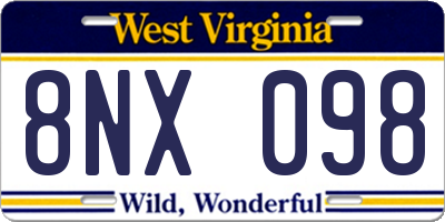 WV license plate 8NX098
