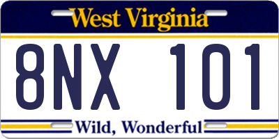 WV license plate 8NX101