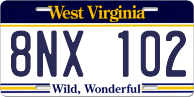 WV license plate 8NX102