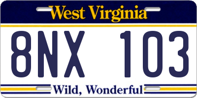 WV license plate 8NX103