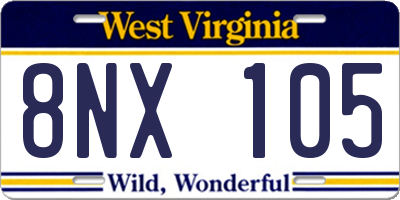 WV license plate 8NX105