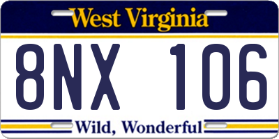 WV license plate 8NX106