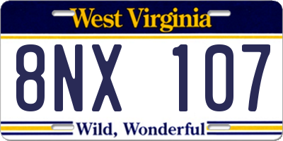 WV license plate 8NX107