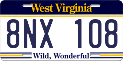 WV license plate 8NX108