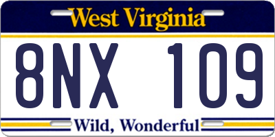 WV license plate 8NX109