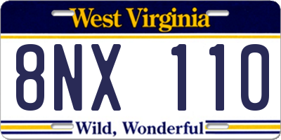 WV license plate 8NX110