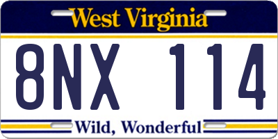 WV license plate 8NX114