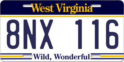 WV license plate 8NX116