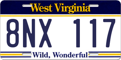 WV license plate 8NX117