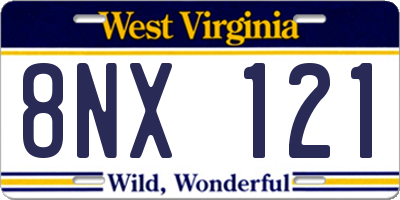 WV license plate 8NX121
