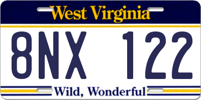 WV license plate 8NX122