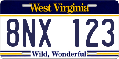 WV license plate 8NX123