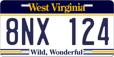 WV license plate 8NX124