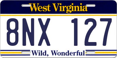 WV license plate 8NX127