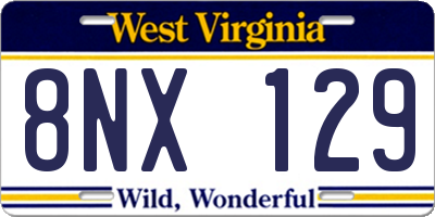 WV license plate 8NX129