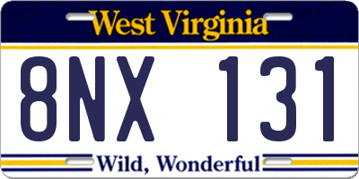 WV license plate 8NX131