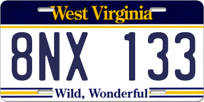 WV license plate 8NX133