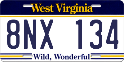 WV license plate 8NX134