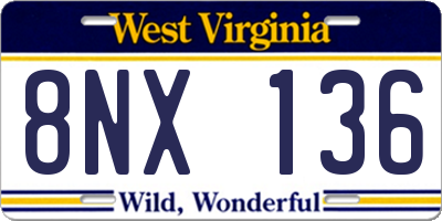 WV license plate 8NX136