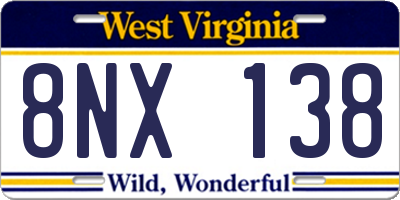 WV license plate 8NX138