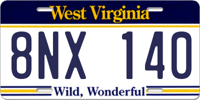 WV license plate 8NX140