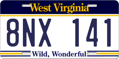 WV license plate 8NX141