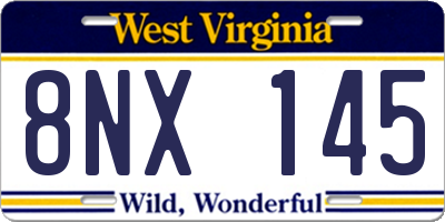 WV license plate 8NX145