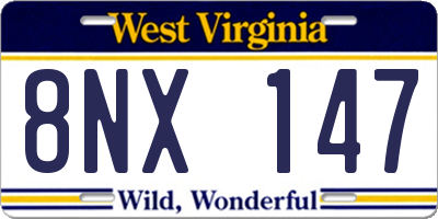 WV license plate 8NX147