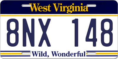 WV license plate 8NX148