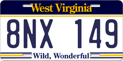 WV license plate 8NX149