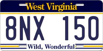 WV license plate 8NX150