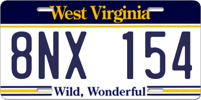 WV license plate 8NX154