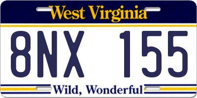 WV license plate 8NX155