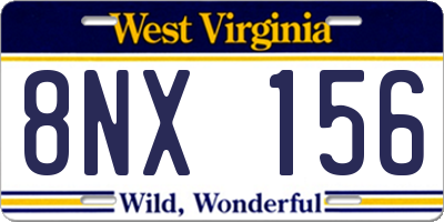 WV license plate 8NX156