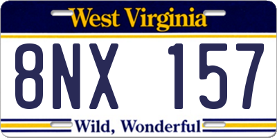 WV license plate 8NX157