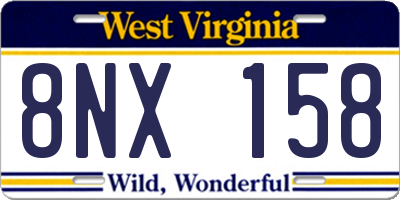 WV license plate 8NX158