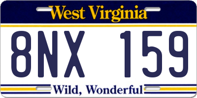 WV license plate 8NX159