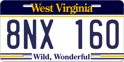 WV license plate 8NX160