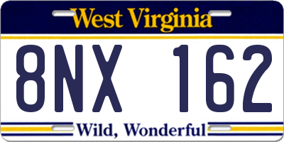 WV license plate 8NX162