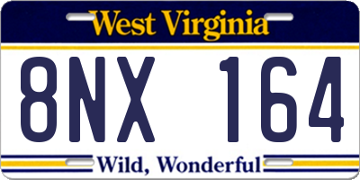 WV license plate 8NX164