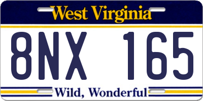 WV license plate 8NX165