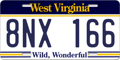 WV license plate 8NX166