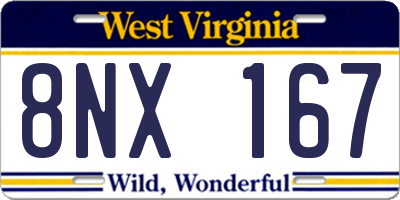 WV license plate 8NX167