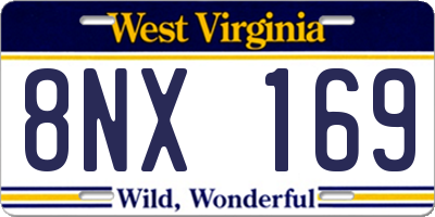 WV license plate 8NX169
