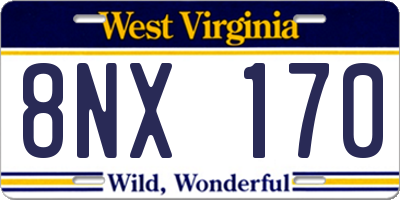 WV license plate 8NX170