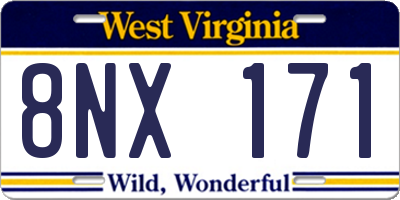 WV license plate 8NX171