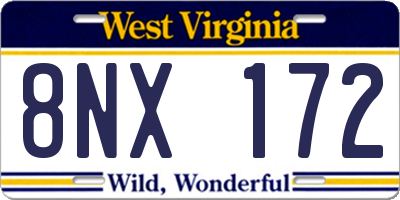 WV license plate 8NX172