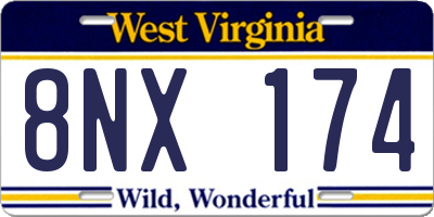 WV license plate 8NX174
