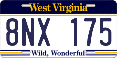 WV license plate 8NX175