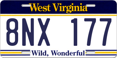 WV license plate 8NX177